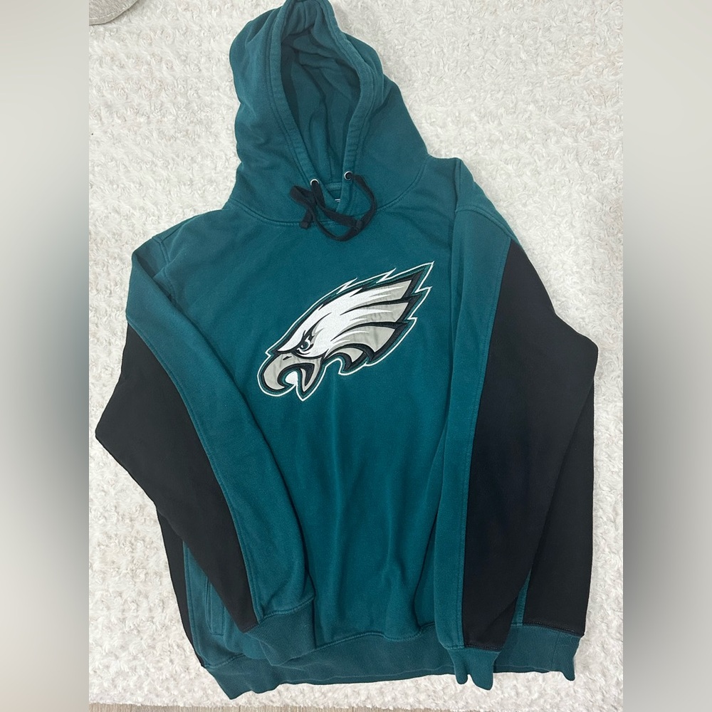 Midnight Green and Black Embroidered Philadelphia Eagles Hoodie with pockets 🦅